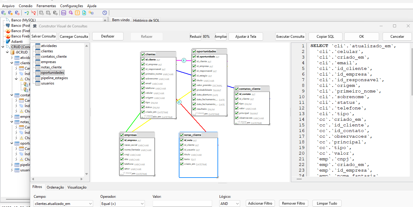 Modelador ERD & Query Builder - Screenshot da funcionalidade